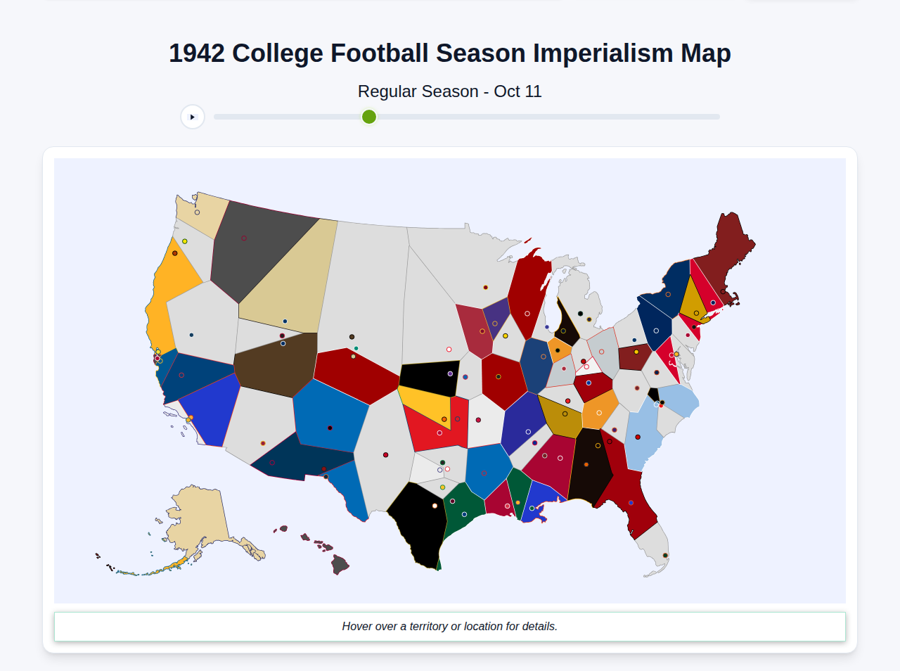 1942 College Football Imperialism Map