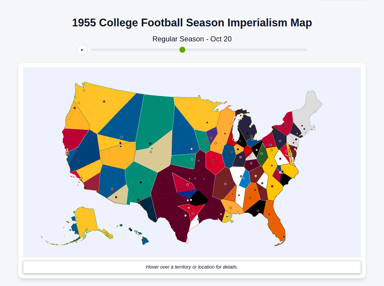 1955 College Football Imperialism Map