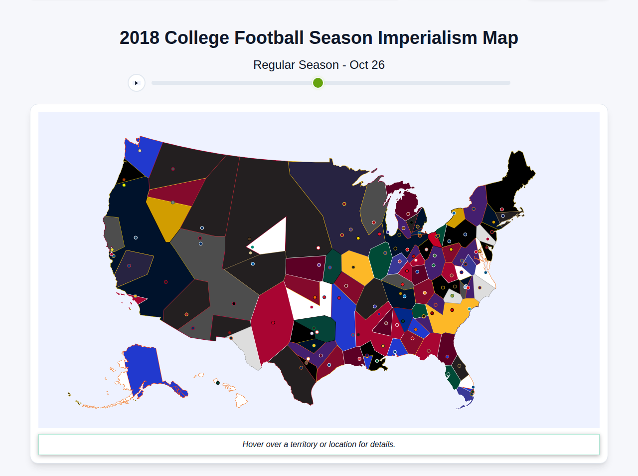 2018 College Football Imperialism Map