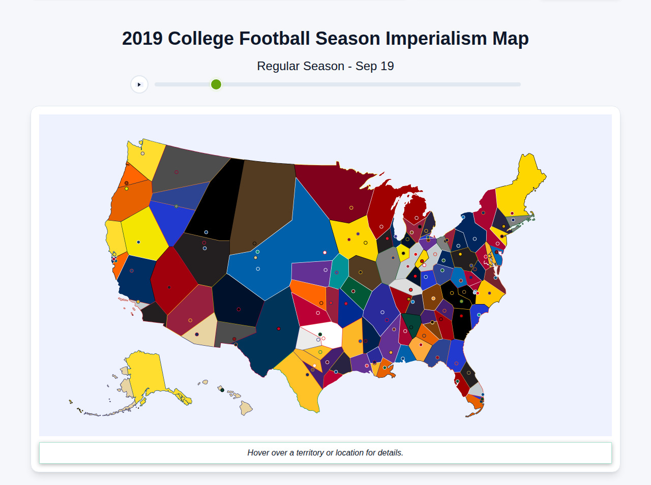 2019 College Football Imperialism Map