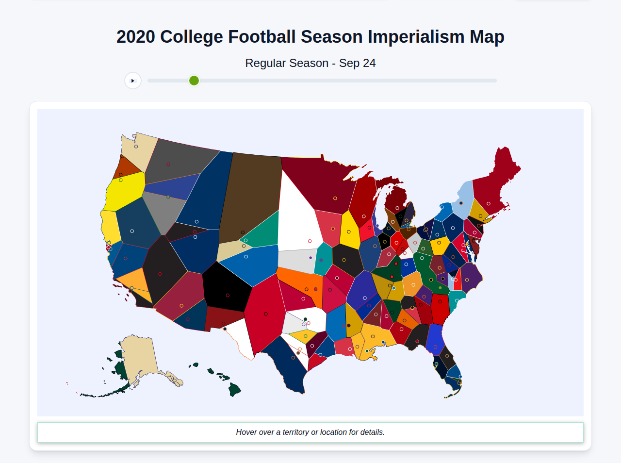 2020 College Football Imperialism Map