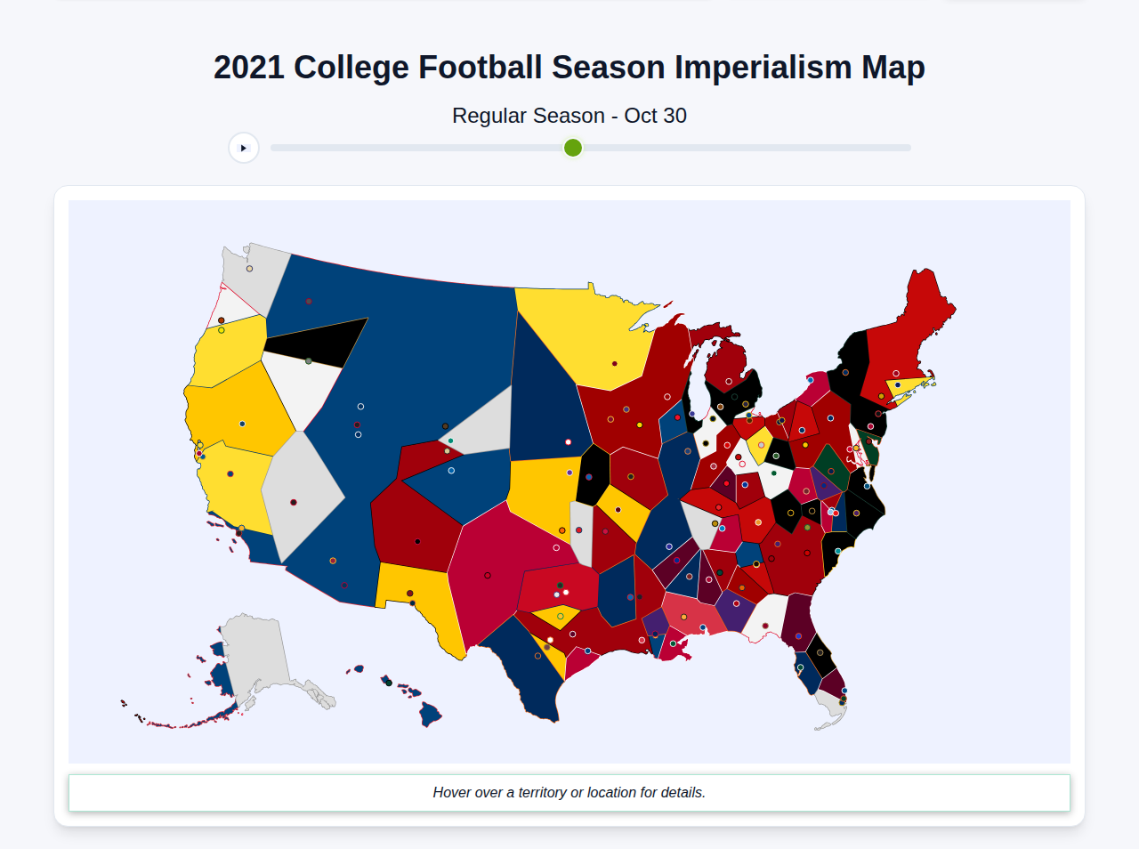 2021 College Football Imperialism Map