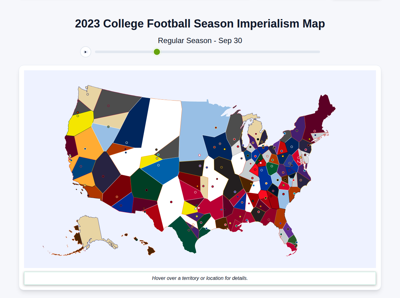 2023 College Football Imperialism Map