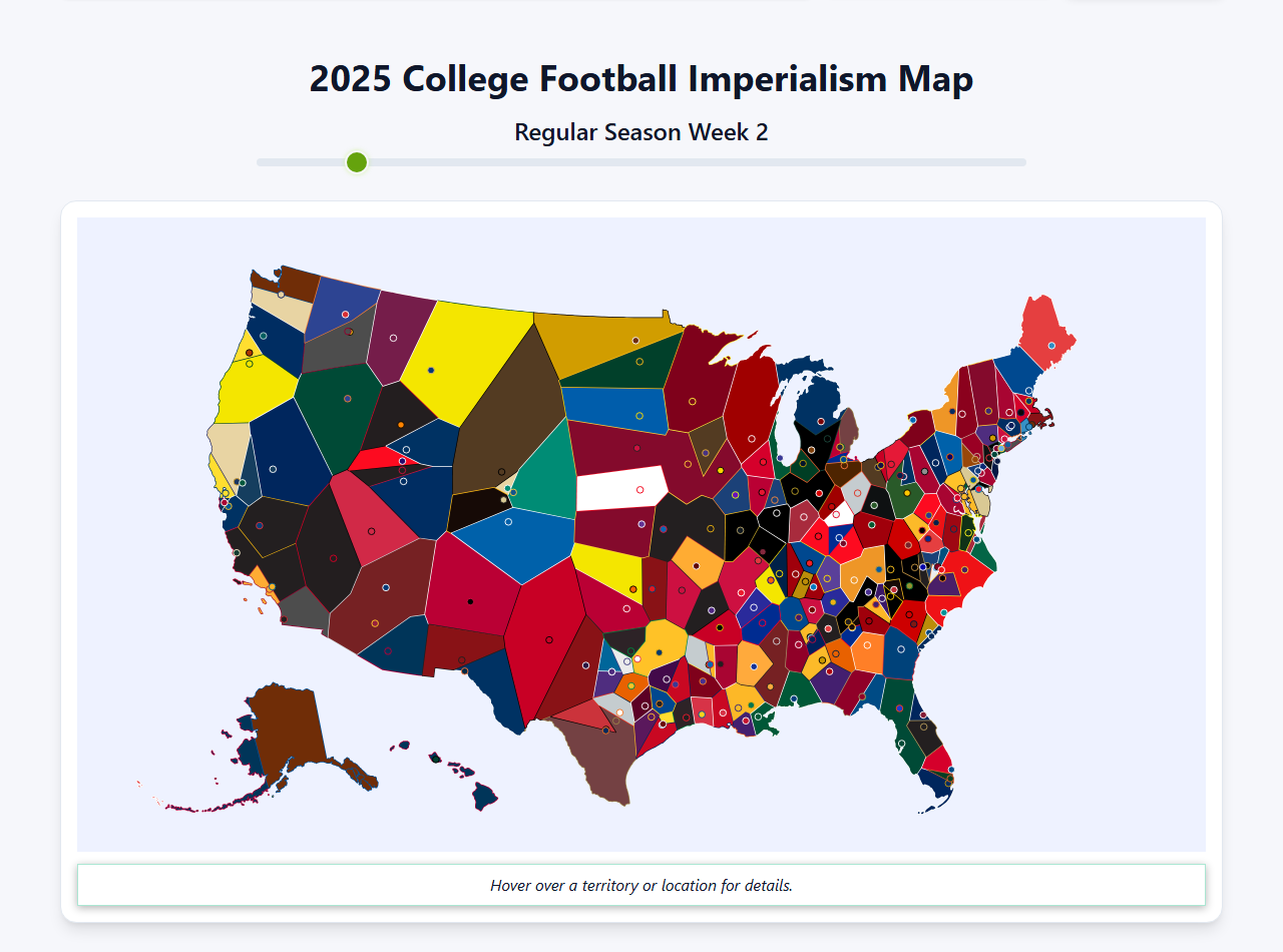 2025 College Football Imperialism Map