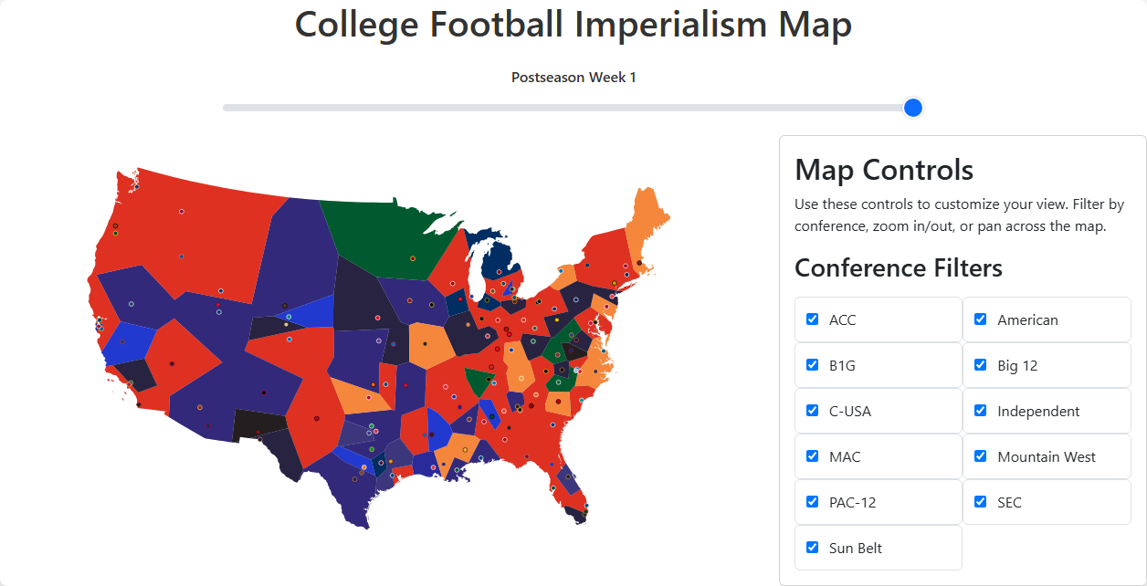 College Football Imperialism Map